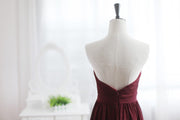 Wine Red Burgundy Chiffon Bridesmaid Dress Prom Dress 